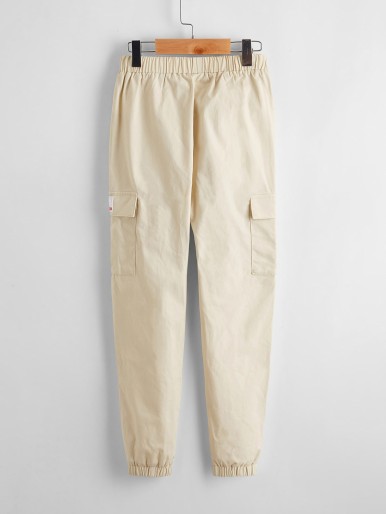 SHEIN Boys Patched Detail Flap Pocket Side Pants