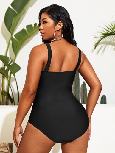 Plus Solid One Piece Swimsuit