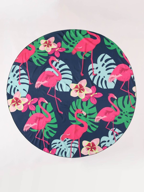 Flamingo & Tropical Print Beach Blanket