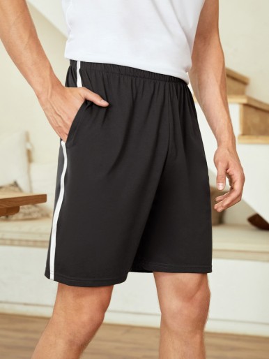 Men Side Stripe Slant Pocket Shorts