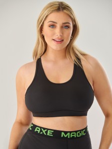 Plus Medium Support Solid Criss Cross Sports Bra