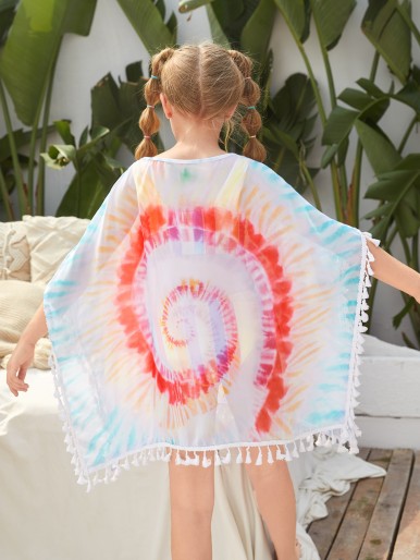 Girls Tie Dye Tassel Cover Up