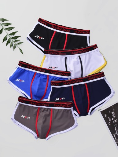 Men 5pcs Letter Graphic Brief