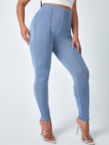 Plus Solid High Waist Leggings