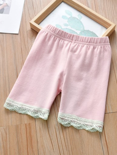 Toddler Girls Lace Panel Biker Shorts