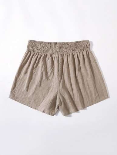 SHEIN Plus Shirred Waist Shorts