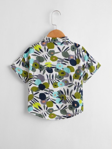 Toddler Boys Allover Plants Shirt