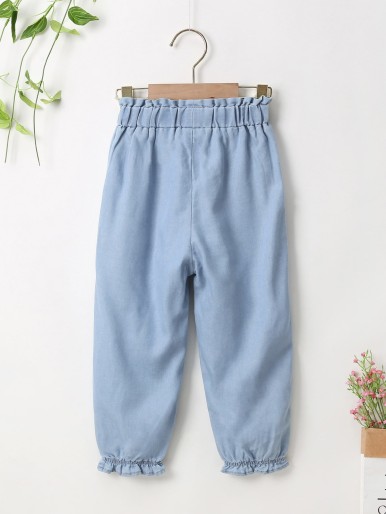 Toddler Girls Frill Trim Tapered Jeans