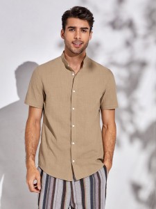 SHEIN Men Single Breasted Solid Shirt