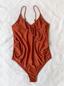 Maternity Ruffle Trim One Piece Swimsuit