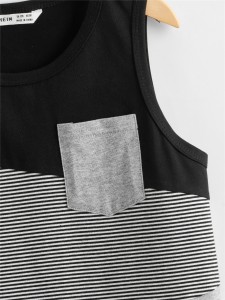 SHEIN Boys Pocket Patched Colorblock Tank Top