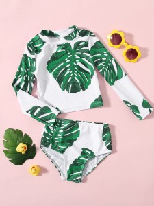 Baby Girl Tropical Print Bikini Swimsuit