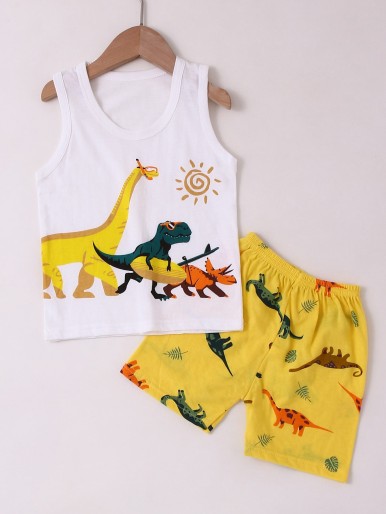 Toddler Boys Dinosaur Print PJ Set