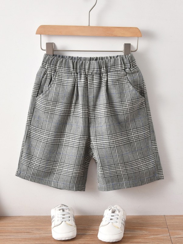 Toddler Boys Plaid Print Slant Pocket Shorts