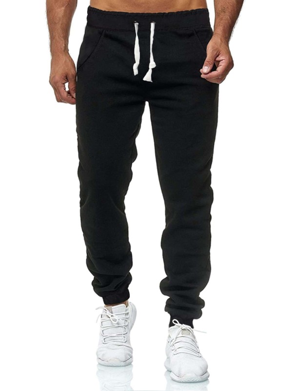 Men Drawstring Waist Slant Pocket Sweatpants