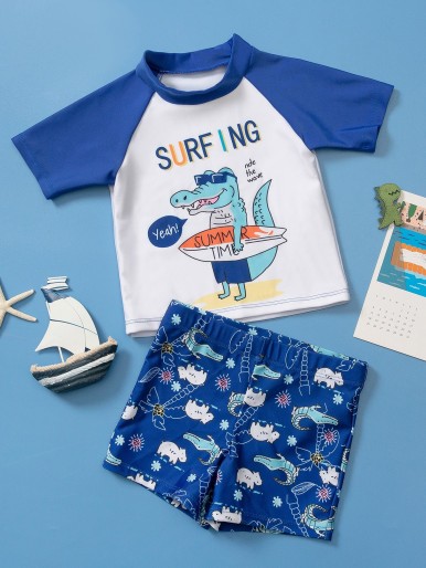 Toddler Boys Cartoon Graphic Random Print Swimwear