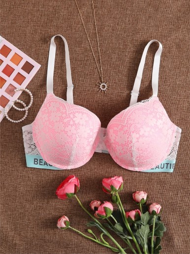 Plus Floral Lace Underwire Bra