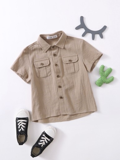 SHEIN Toddler Boys Solid Button Front Shirt