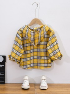 Toddler Boys Plaid Hooded Shirt