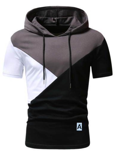 Guys Colorblock Drawstring Hooded Tee