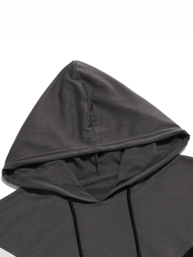 Guys Colorblock Drawstring Hooded Tee