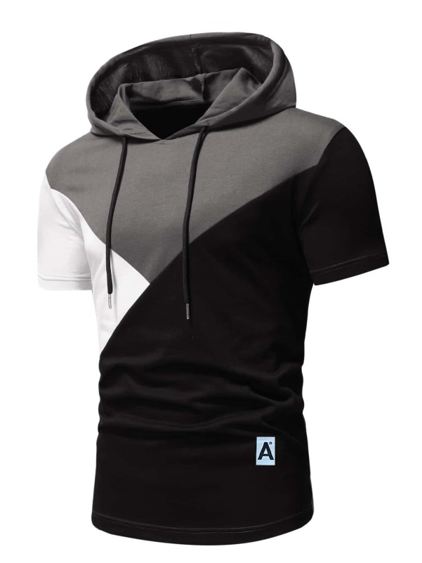 Guys Colorblock Drawstring Hooded Tee