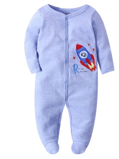 Baby Boy Rocket Embroidery Sleep Jumpsuit