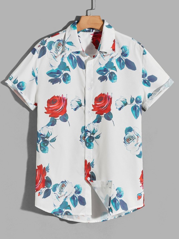 Guys Allover Floral Print Shirt