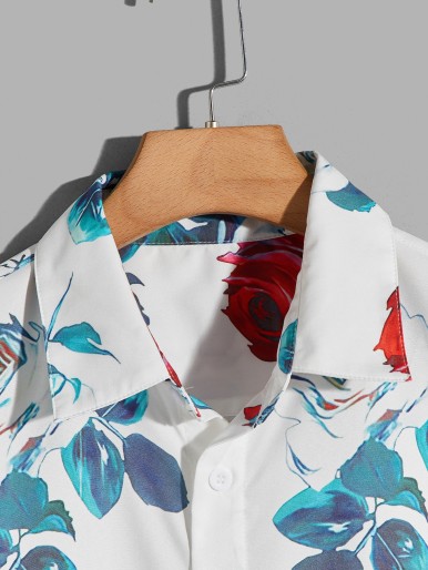 Guys Allover Floral Print Shirt