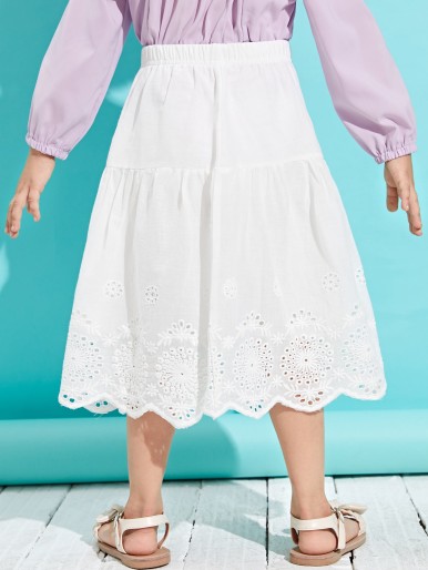 Toddler Girls Eyelet Embroidery Scallop Skirt