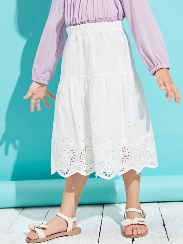 Toddler Girls Eyelet Embroidery Scallop Skirt