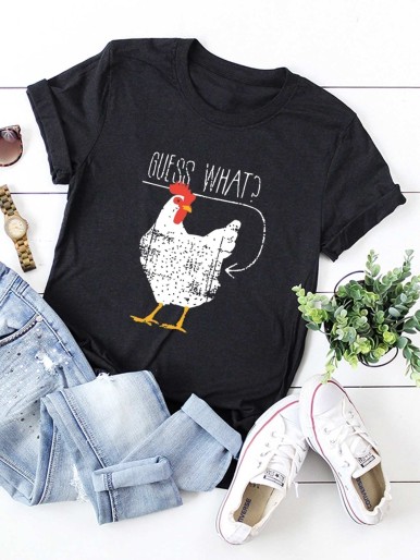 Plus Letter And Chicken Graphic Tee