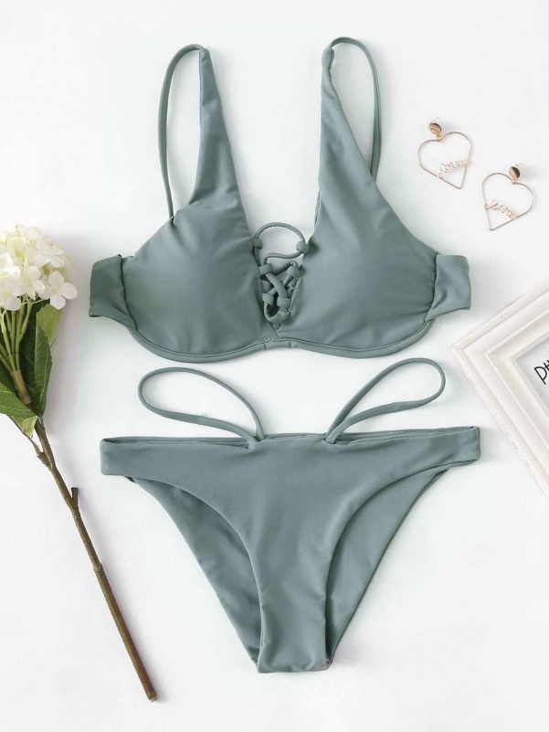 Criss Cross Detail Bikini Set