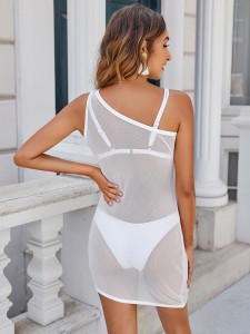 Sheer Mesh One Shoulder Cover Up