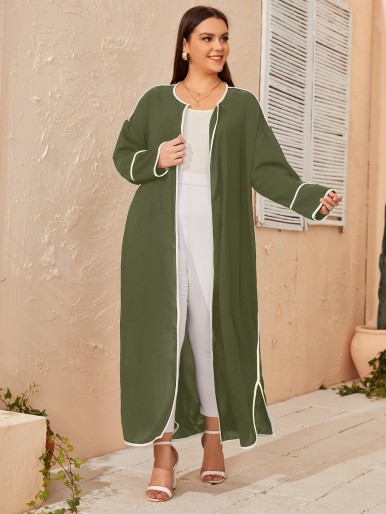 SHEIN Najma Plus Contrast Binding Abaya