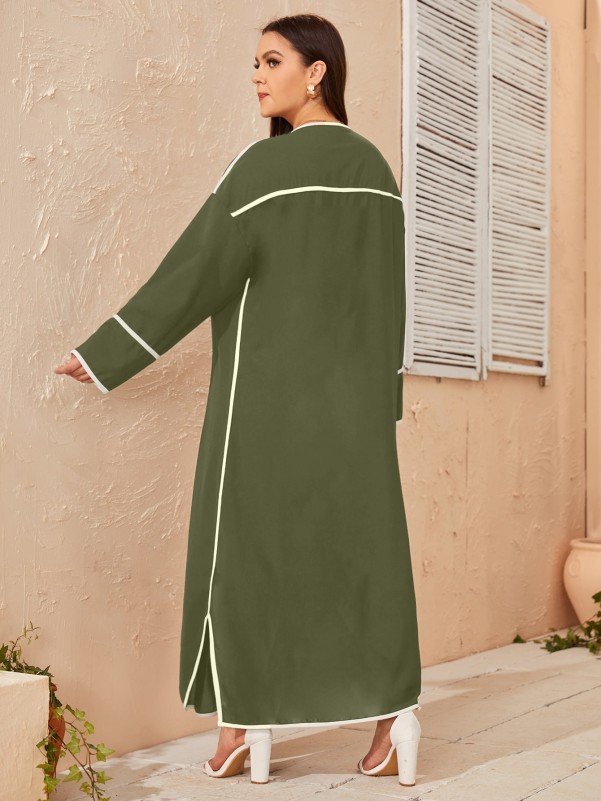 SHEIN Najma Plus Contrast Binding Abaya