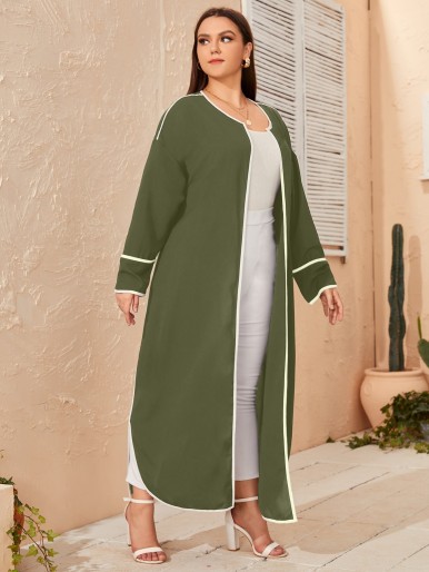 SHEIN Najma Plus Contrast Binding Abaya