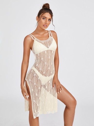 SHEIN Split Thigh Knitted Cover Up