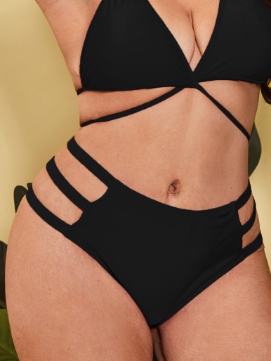 Plus Cut-out High Waisted Bikini Panty