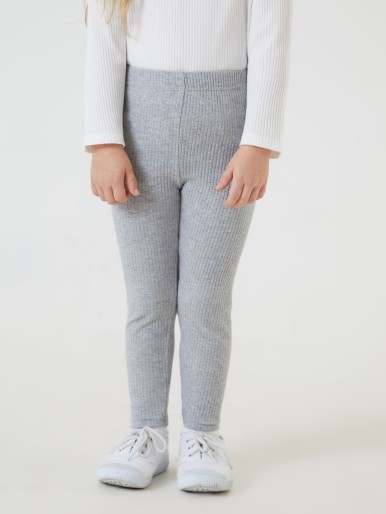 SHEIN BASICS Toddler Girls Cotton Solid Leggings