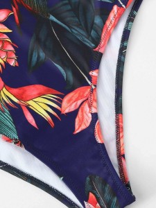 Tropical Print Criss Cross Back One Piece Swimwear