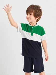 SHEIN Toddler Boys Color-block Baseball Collar Polo Shirt