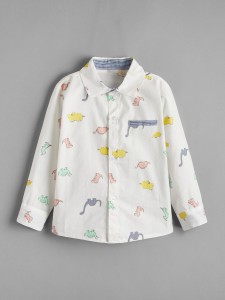 Toddler Boy Cartoon Dinosaur Print Shirt