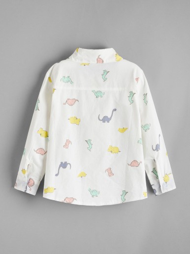 Toddler Boy Cartoon Dinosaur Print Shirt