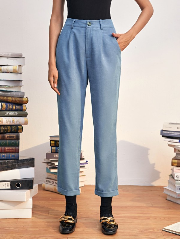 EMERY ROSE High Waist Slant Pocket Tapered Pants