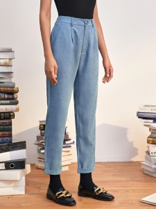 EMERY ROSE High Waist Slant Pocket Tapered Pants