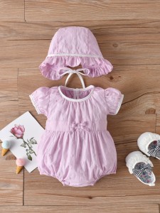 Baby Girl Eyelet Embroidered Bodysuit & Hat