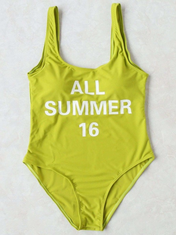 Letter Print One Piece Swimwear