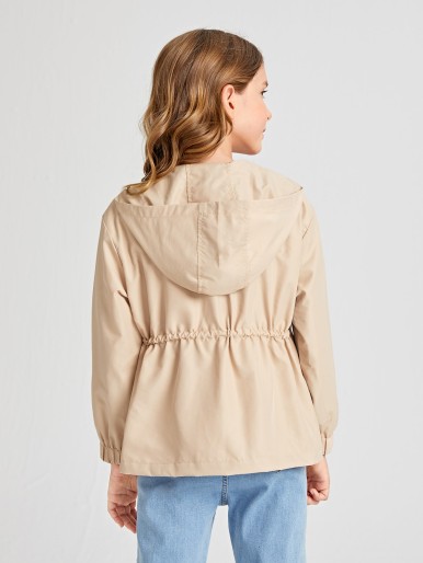 SHEIN BASICS Girls Drawstring Hooded Jacket