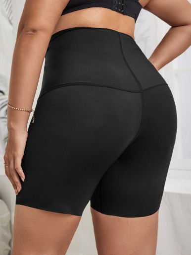 Plus Contrast Mesh Crotchless Shapewear Shorts